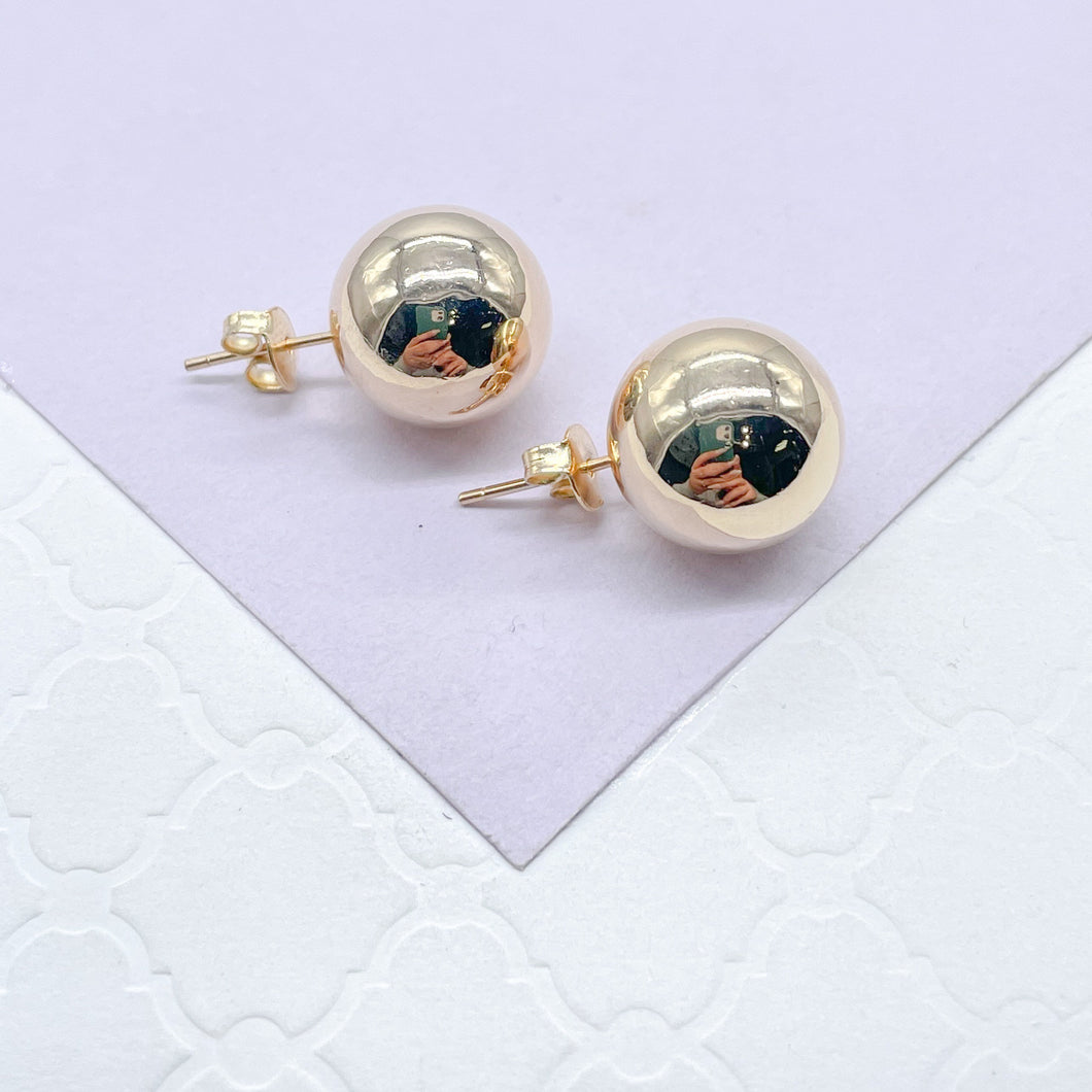 18k Gold Filled XL Plain Ball Stud Earring