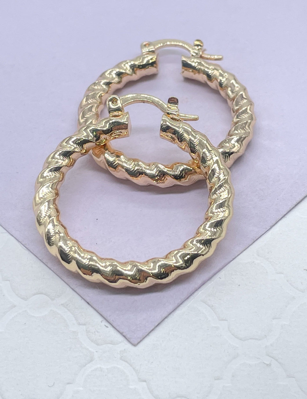 18k Gold Filled Smooth Twisted  Hoop Earrings