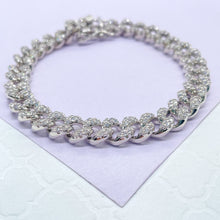 Load image into Gallery viewer, Silver Filled With Rodium Cuban Link CZ Stone Bracelet
