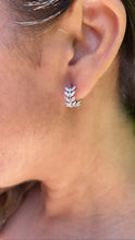 Load image into Gallery viewer, 18k Gold Filled Pave Leaf Huggie Earring
