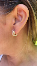 Load image into Gallery viewer, 18k Gold Filled Pave Leaf Huggie Earring
