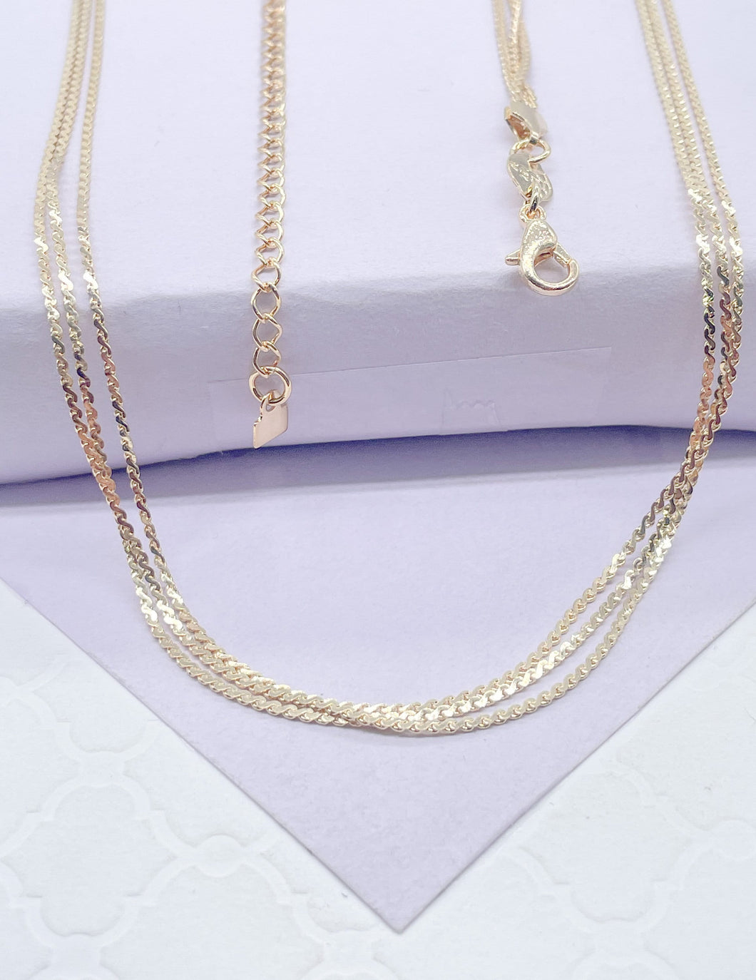 18k Gold Filled 3 In 1 Flat Snake Link Chain