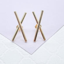 Load image into Gallery viewer, 18k Gold Filled Plain “X” Crossed Stud Earrings
