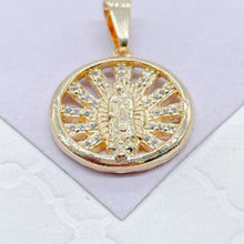 Load image into Gallery viewer, 18k Gold Filled Solid Guadalupe Pendant With CZ see through rows
