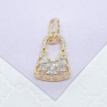 Load image into Gallery viewer, 18k Gold Filled Purse Charm with Large Square CZ Stones

