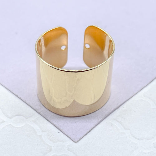 18k Gold Filled Plain Thin, Wide Adjustable Ring