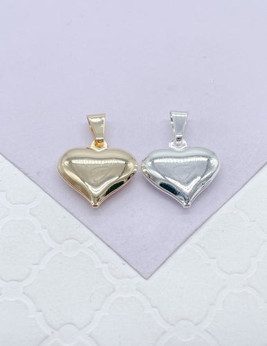 18k Gold Filled Small curvy Puffy Heart Pendant, Available in Silver