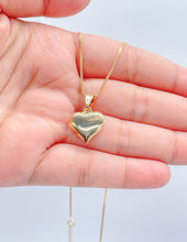 Load image into Gallery viewer, 18k Gold Filled Small curvy Puffy Heart Pendant, Available in Silver
