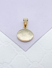 Load image into Gallery viewer, 18k Gold Filled Mini Medallion Charm Pendant With engraved Angel
