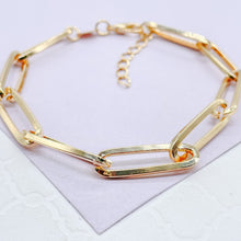 Load image into Gallery viewer, 18k Gold Filled Thin Long Smooth Paper Clip Link Bracelet
