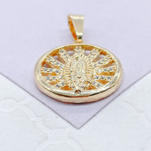 Load image into Gallery viewer, 18k Gold Filled Solid Guadalupe Pendant With CZ see through rows
