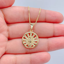 Load image into Gallery viewer, 18k Gold Filled Solid Guadalupe Pendant With CZ see through rows
