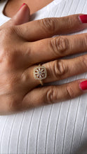 Load image into Gallery viewer, 18k Gold Filled Adjustable Beaded Ring With Colorful Stones With Cz Round Stone in Center
