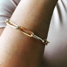 Load image into Gallery viewer, 18k Gold Filled Thin Long Smooth Paper Clip Link Bracelet
