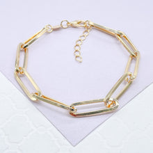 Load image into Gallery viewer, 18k Gold Filled Thin Long Smooth Paper Clip Link Bracelet
