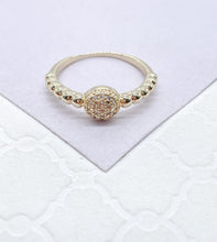 Load image into Gallery viewer, 18k Gold Filled Beaded Style With CZ Center Earrings and Ring Style
