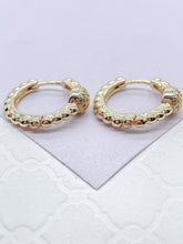 Load image into Gallery viewer, 18k Gold Filled Beaded Style With CZ Center Earrings and Ring Style
