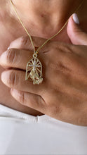 Load image into Gallery viewer, 18k Gold Filled Medallion Charm With Cross and Praying Hands
