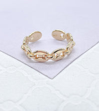 Load image into Gallery viewer, Adjustable 18k Gold Filled Plain Puffy Mariner Link Ring Dainty Jewelry
