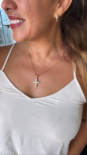 Load image into Gallery viewer, 18k Gold Filled White Pear Cut Stone Crucifix With Jesus Center Pendant
