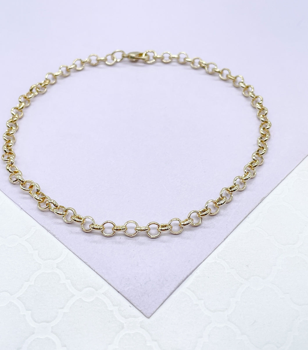 18k Gold Filled 4mm Plain Rolo Anklet