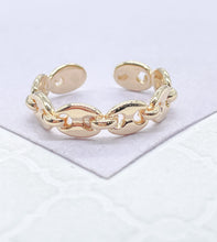 Load image into Gallery viewer, Adjustable 18k Gold Filled Plain Puffy Mariner Link Ring Dainty Jewelry
