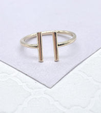 Load image into Gallery viewer, 18k Gold Filled Plain Dainty Adjustable Ring With Parallel Bar Ends
