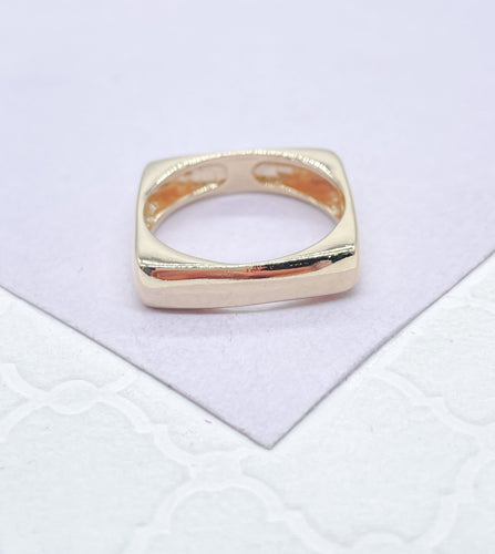 18k Gold Filled Minimalist Plain Smooth Square Ring