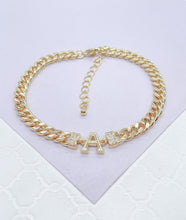 Load image into Gallery viewer, 18k Gold Filled Miami Cuban Link Initial A &amp; M Anklet
