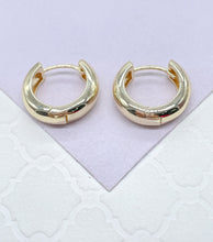 Load image into Gallery viewer, 18k Gold Filled Plain Smooth Huggie Hoop Earrings In Four Sizes
