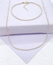 Load image into Gallery viewer, 18k Gold Filled Dainty Ultra-Thin Layering Tennis Chain Bracelet &amp; Choker Set
