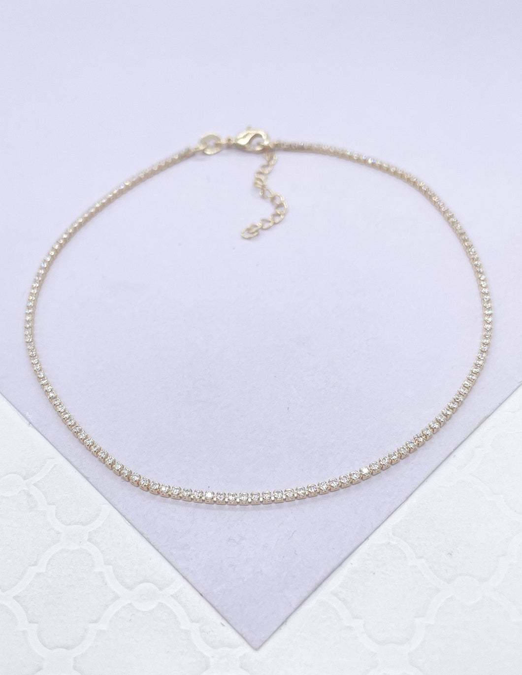 18k Gold Filled Dainty Ultra-Thin Tennis Chain Anklet, Summer Jewelry, Body Jewelry