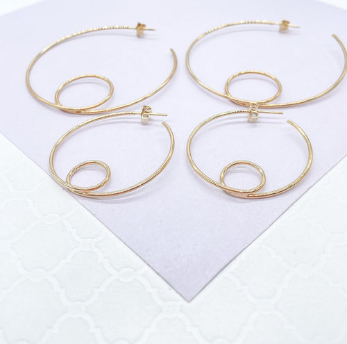 18k Gold Filled Wirework Loop Open Hoops Earrings