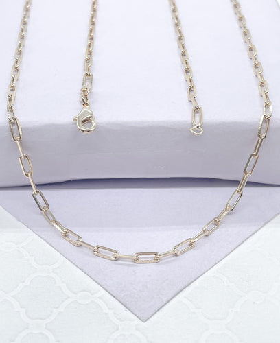 18k Gold Filled 2.5mm Dainty Paper Clip Chain Necklace Dainty Layering Piece, Dainty Jewlery, Simple piece, For Her, Everyday Wear