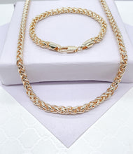 Load image into Gallery viewer, 18K Gold Filled Unique Link 5mm Thick Braided Wheat Link Set, Statement Piece, Simple Jewlery, Sold Separate Or Together
