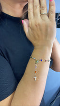 Load image into Gallery viewer, 18k Gold Filled Small Round Colorful Rosary Bracelet, Multicolor Fashion Guadalupe Medal
