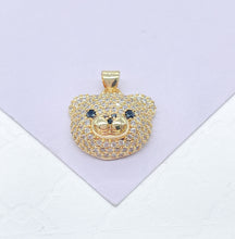 Load image into Gallery viewer, 18k Gold Filled Chunky Bear Head Charm, Available in 4 Different Colors, Animal Charm, Waterproof Jewlery, Hypoallergenic Jewlery
