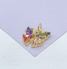 Load image into Gallery viewer, 18k Gold Filled Tiny Colorful Marquise Cut Butterfly Pendant, Dainty Pendant, Colorful Jewlery, Rainbow Butterfly
