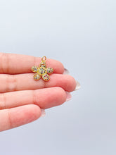 Load image into Gallery viewer, 18k Gold Filled Tiny Chubby Colorful Pave Flower Charm For Jewlery Making
