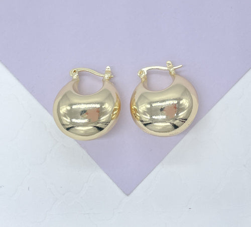 18k Gold Filled XL Wide Dome Shaped Hoop Closed Earrning