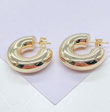 Load image into Gallery viewer, 18k Gold Filled Chunky Bubble Smooth 8mm Open Hoop Earring
