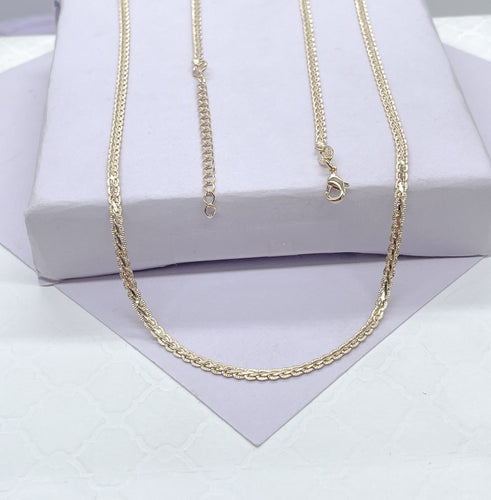 18k Gold Filled 2mm 16 Inch Flat Braid Snake Textured Chain, Necklace For Wholesale, Gift Ideas, Dainty Jewlery, Layering Necklace,