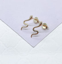 Load image into Gallery viewer, 18k Gold Filled Plain Dainty Snake Stud Earring, Dainty Studs, Gold Studs, Snake Studs,
