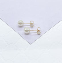 Load image into Gallery viewer, 18k Gold Filled Plain Simulated Pearl Stud Earrings Jewelry Making Supplies, Dainty Studs, Small Stud, Pearl Jewlery
