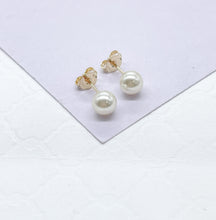 Load image into Gallery viewer, 18k Gold Filled Plain Simulated Pearl Stud Earrings Jewelry Making Supplies, Dainty Studs, Small Stud, Pearl Jewlery
