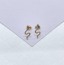 Load image into Gallery viewer, 18k Gold Filled Plain Dainty Snake Stud Earring, Dainty Studs, Gold Studs, Snake Studs,
