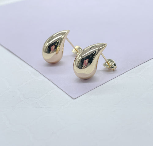 18k Gold Filled Chunky Round Smooth Chunk XL Tear Drop Earring