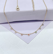 Load image into Gallery viewer, 18k Gold Filled Dainty Cable Link Choker With Soldered Colorful Stone Charms Choker
