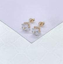 Load image into Gallery viewer, 18k Gold Filled Cubic Zirconia Square Stud Earrings, Princess Cut Square Studs, Diamond Cut studs, Stud Earrings, Dainty Studs
