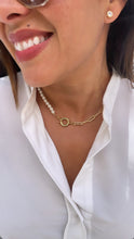 Load image into Gallery viewer, 18k Gold-Filled Custom-Made Paper Clip and Beaded Pearl Chain Choker, Statement Piece, Pearl Choker, Paperclip Choker, Gifts for her
